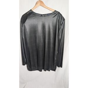 Vtg Fundamental Things Wmns Long Sleeve Polka Dot black Blouse Sz 40/20 Sheer